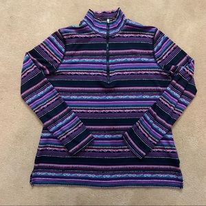 Chaps purple and blue stripe quarter zip pullover jacket